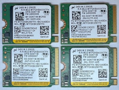 Lot of 4 Micron 2450 M.2 SSD 256GB