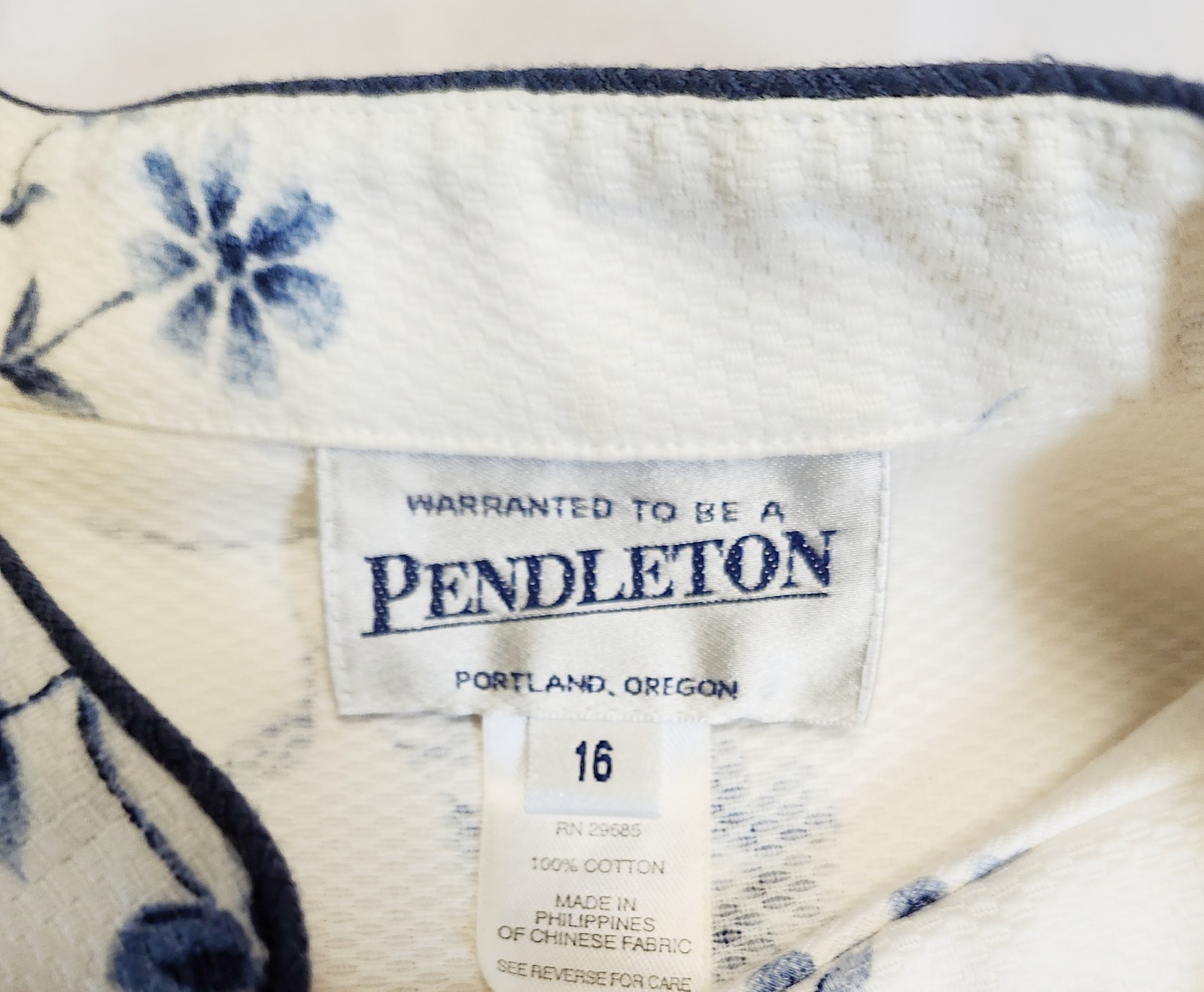Pendleton Jacket Womens 16 White Blue Dainty Flor… - image 5