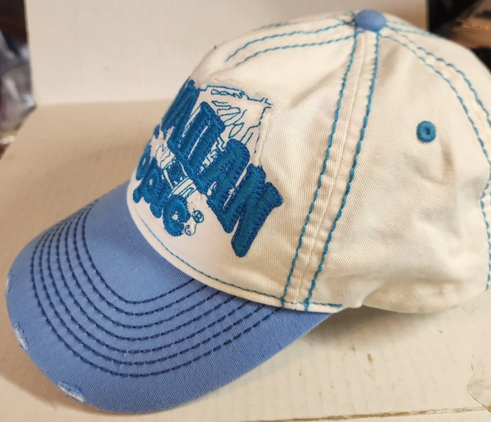 Hawaiian Tropic Blue/White Distressed Look Strap Back Hat - Image 2 of 4