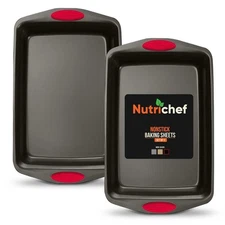 NutriChef 2pc Square Bake Pan Set Carbon Steel Non-Stick Dishwasher Safe