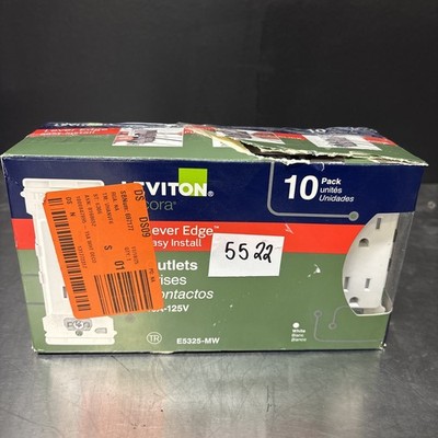 10 pack LEVITON Push Click Done E5325-MW DECORA EDGE 15A 125V Outlets #5522