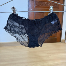 Vintage WACOAL Sheer Nylon Lace Panty Black Boyshort Hipster Bikini Sz.6/M