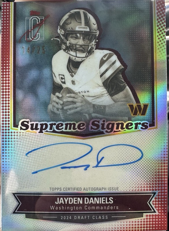 🔥Jayden Daniels /25 Auto🔥 2025Topps Signature Class 2024 Supreme Signers SS-JD