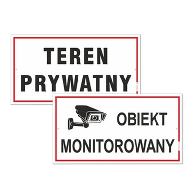 22126801 Korfed Tabliczka duża plastikowa Obiekt monitorowany / Teren prywatny m