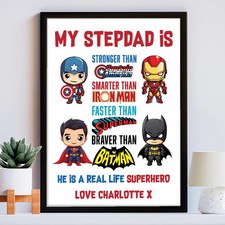 Personalised Gift For Stepdad - Superhero - Bonus Dad Present