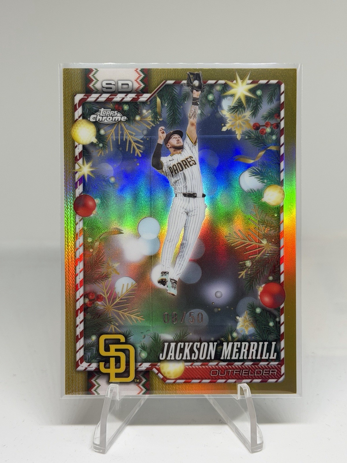 2026 Topps Chrome Holiday Jackson Merrill Gold Chrome /50 #HC176 Padres