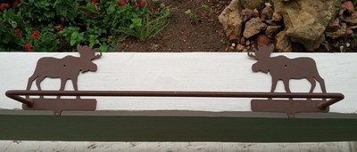 Moose Towel Rack Rusty Metal Cabin Rustic Decor