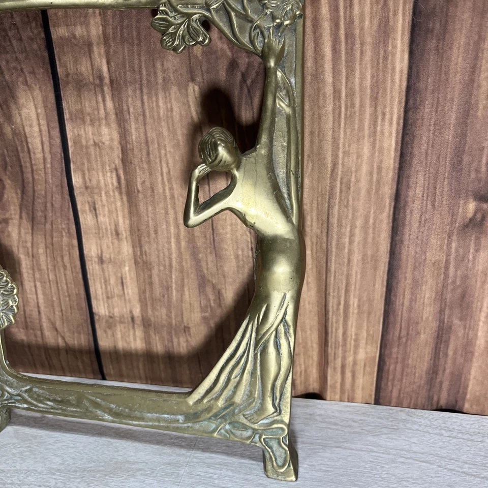 Vintage Antique Brass Art Nouveau Picture Frame "Lady by the Lake" Italy 8”x10” - Image 4 of 4