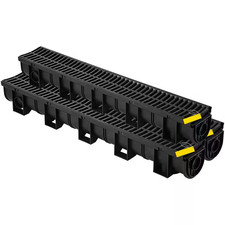 Trench Drain System,5.8X5.2X39.4-In. HDPE Drainage Trench, Channel Drain with Pl