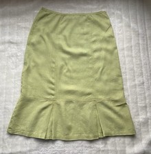 Linen Skirt L 14 Green Adina Midi Classic Box Pleat Laganlook Party Office