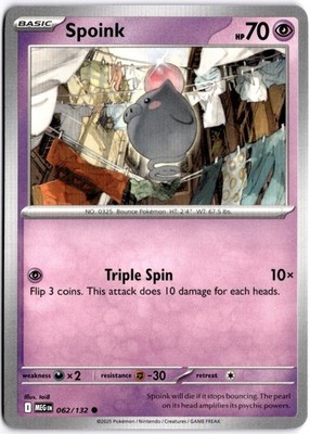 Spoink Normal Common ME01: Mega Evolution 062/132 NM