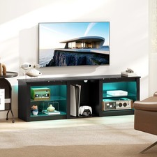 Image of TV Unit with LED Lights for TV up to 70 Inch 160cm TV Stand Cabinet with Storage