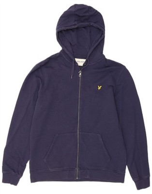 LYLE & SCOTT Mens Zip Hoodie Sweater XL Navy Blue Cotton BV20