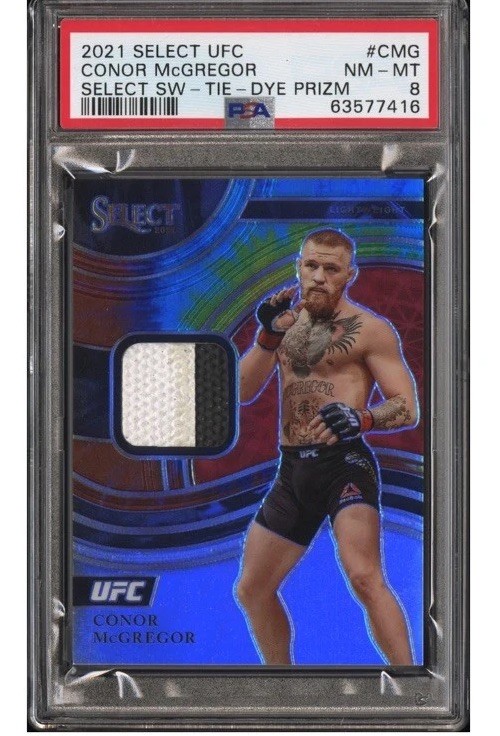 Conor McGregor /25 Tie Dye Mat Relic 2021 l Select UFC 329 PSA 8