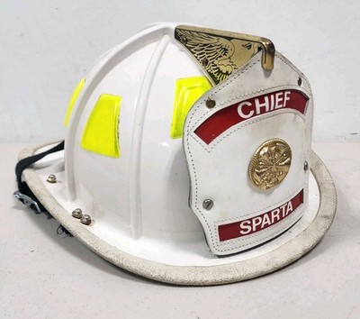 Cairns 1010 Fire Chief Helmet White Sparta NJ FD Eagle Shield Hi-Vis 2008 MSA