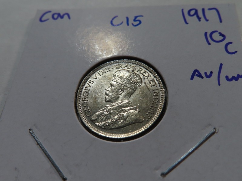 C15 Canada 1917 Silver 10 Cents AU-UNC