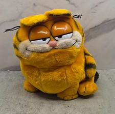 Vintage 1980s Garfield Plush Toy Large Fat Cat Fine Toy Co Plastic Eyes Sitting
