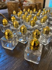Set of 36 small vintage cube/square salt and pepper shakers, funnel  gold top