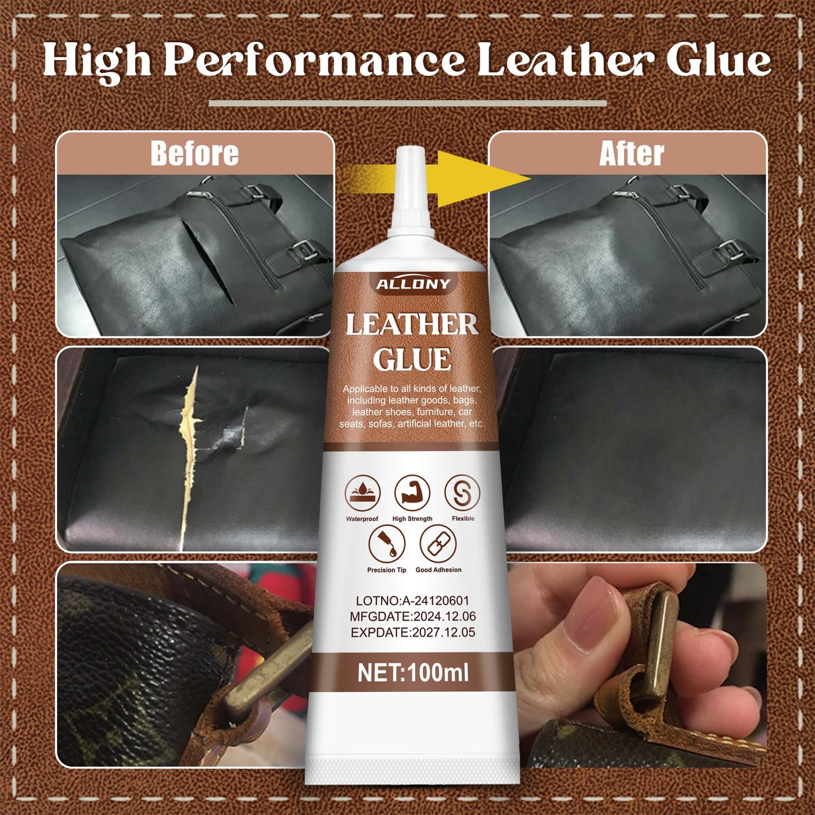 Colle pour cuir extra forte étanche liquide polyuréthane 100ml