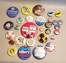30 Pinback Buttons Lot - Activism Political Hillary Batman Nuclear Environment