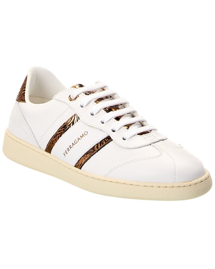 Ferragamo Achille 2 Leather - Suede Sneaker Womens White 55 49790₽