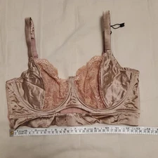 Else Womens Silk and Lace Soft Bra Pink/Muave Size 36 D NWOT