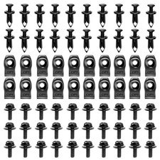 70PCS Engine Under Cover Splash Shield Guard Body Bolts, One Size, Black