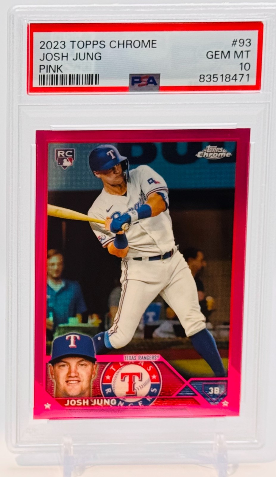 2023 Topps Chrome - Josh Jung #93 Pink Refractor (RC) PSA 10
