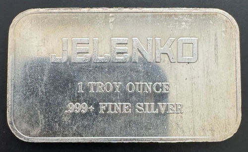 Jelenko Dental Silver 1 oz .999 Bullion Bar Nice Toning