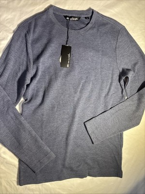 NWT Travis Mathew Cloud Waffle Crew Mens Blue Long Sleeve Shirt