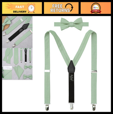 Solid Pre-tied Bow Tie & Suspenders Set for Boys, Youth - Wedding, Parties, Even