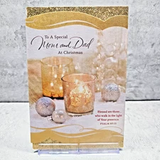 Dayspring Hallmark Christmas Greeting Card For Mom & Dad Gold Glitter Religious