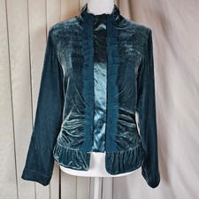 Vintage Sheri Bodell Velvet Jacket Teal Size Small