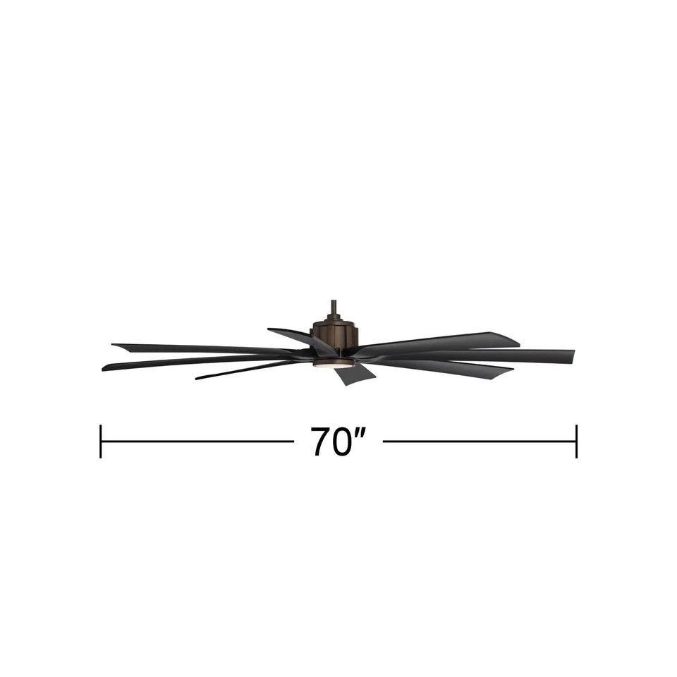 70" Possini Euro Defender Bronze Black LED Ceiling Fan with Remote - Image 4 of 4