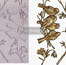 Redesign with Prima Decor Mold Avian Love Birds On Branch DYI Clay Resin Candy