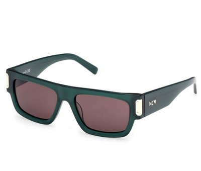 MCM MW0019 96E Square Sunglasses Green Frame Brown Lens Plastic Men