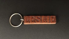 Keychain LESLIE Personalized Custom Name Fob Wood Key Ring Unique Gift Idea