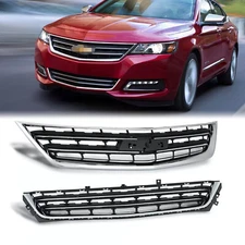 Front Upper&Lower Grille Set Black&Chrome For Chevrolet Chevy Impala 2014-2020