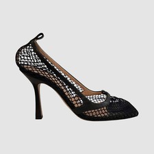 Bottega Veneta Women's Black D collet  Square-Toe Mesh Pump Heels Shoes Size 38