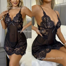 Women's Sexy-Lingerie Babydoll G-string Sleepwear Underwear Lace Dress Nightwear
