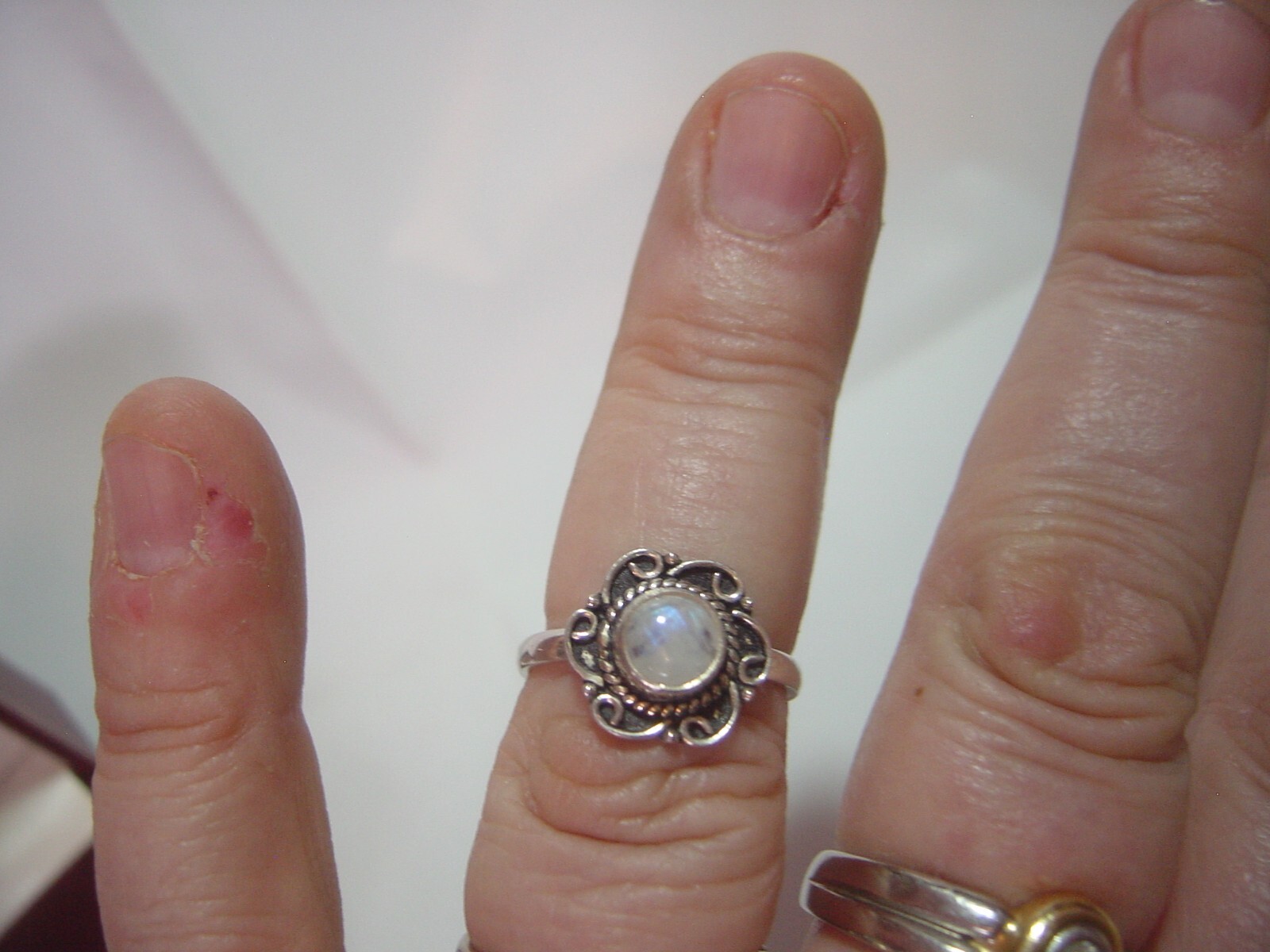 Stunning Solid Silver Ring-beautiful flower with … - image 3