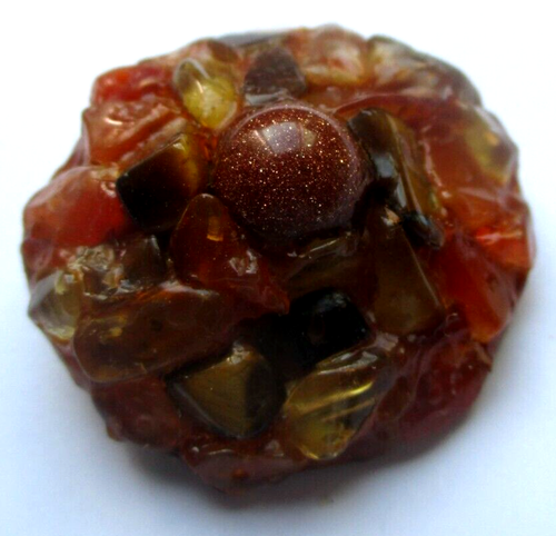 Broche unique perles en Résine fleur orangé d' Artiste bijou vintage 1532