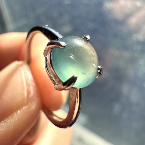 Beautiful Grade A Burma Jadeite Ring S925 Sterling Silver Elegant Natural Green - Picture 6 of 9