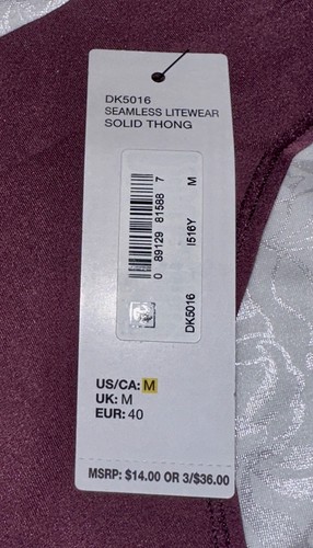 DKNY Seamless Litewear Grape Wine Thong Panty NEW Womens Sz M 6  XL 8  DK5016 - Picture 5 of 7