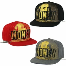 MONEY Hat Benjamin Franklin $100 MONEY Snapback Flat Bill Baseball Cap