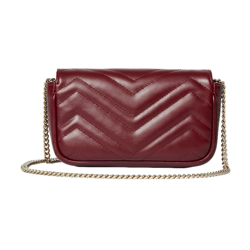 GUCCI GG柄 ポーチ レッド ミニバッグ GUCCI GG Marmont Mini $1460 Rosso Ancora Red Leather Shoulder Bag