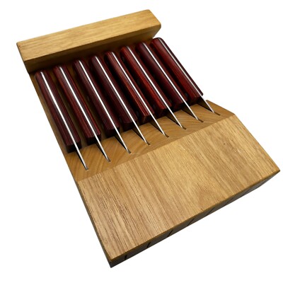 Tramontina 8 Piece Knife Set High Carbon Stainless Steel Steak Brazil Wood Block
