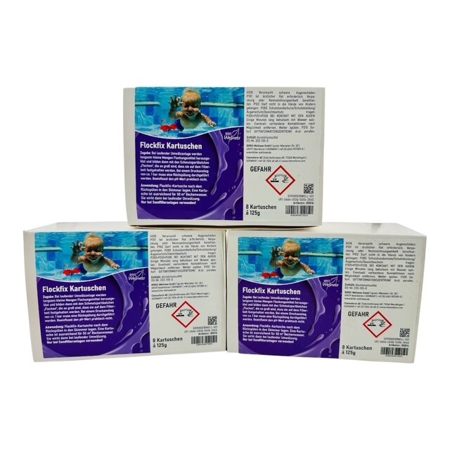 Cartuchos floculantes 3 kg piscina floculante Flockfix cartuchos Flockfix 24 x 125 g