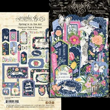 Graphic45 SPRING IS IN THE AIR (31PC) CHIPBOARD TAGS & FRAMES scrapbooking