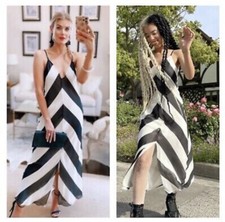 NWT Christopher John Rogers x Target Black & White Chevron Slip Dress Size 2 XS